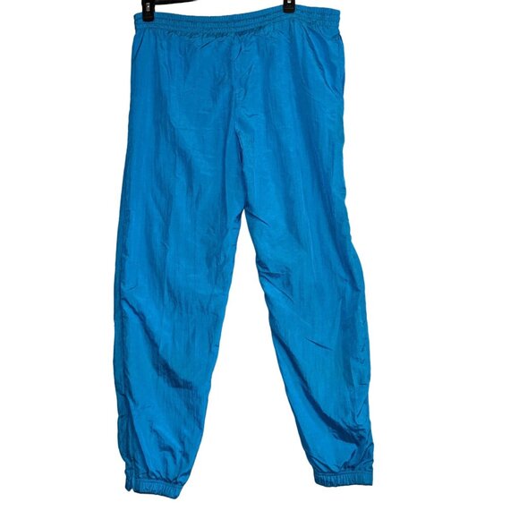 Vintage Casual Isle Blue Nylon Jogger Pants With Elastic Waist & Cuffs - Picture 6 of 8